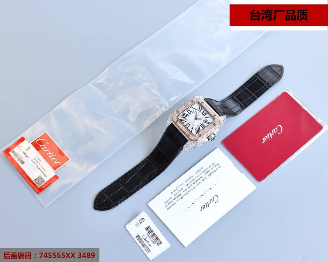 SANTOS 100XL 42MM DIAMOND ROSE GOLD BEZEL