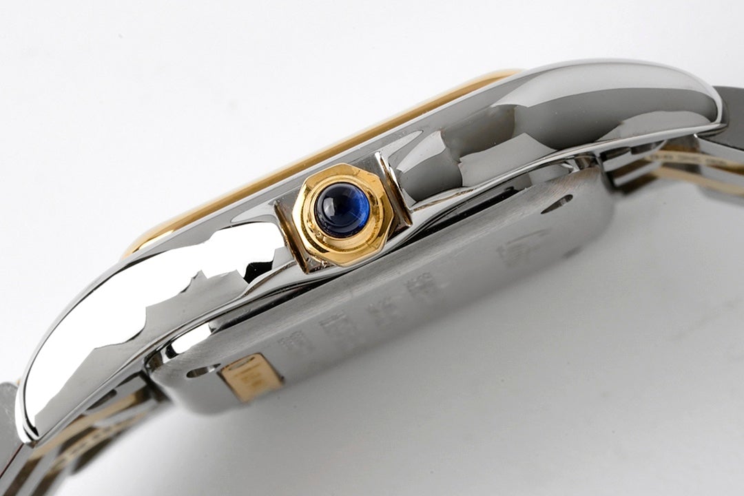 PANTHERE DE CARTIE 22MM QUARTZ GOLD STEEL WHITE DIAL