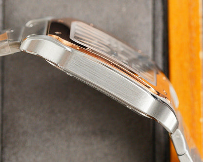 SANTOS DE CARTIE STAINLES STEEL SKELETON DIAL ROSE GOLD BEZEL