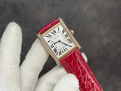 TANK LOUIS DE CARTIER QUARTZ GOLD CASE DIAMOND BEZEL