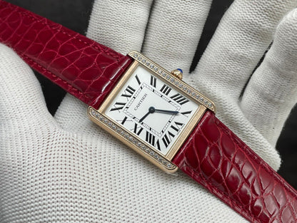 TANK LOUIS DE CARTIER QUARTZ GOLD CASE DIAMOND BEZEL