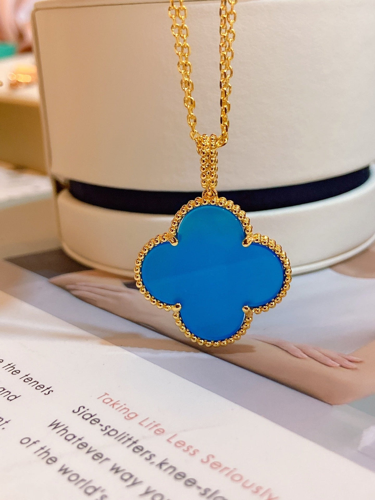 CLOVER GOLD TURQUOISE NECKLACE
