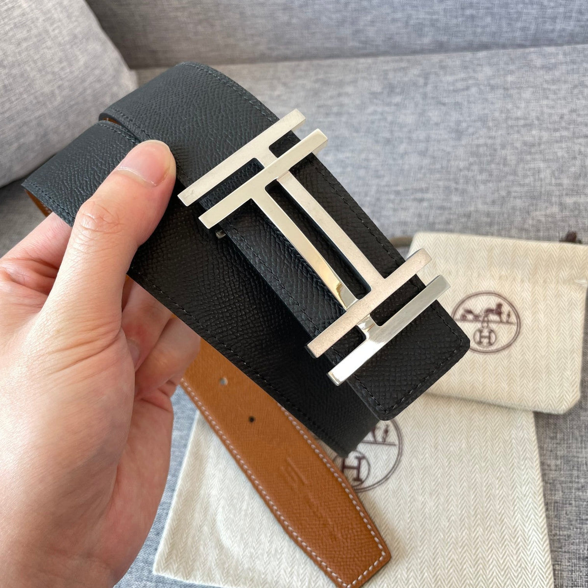 DOUBLE H 38MM BLACK BROWN LEATHER