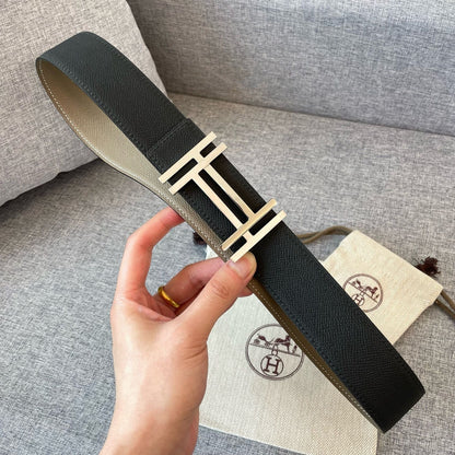 DOUBLE H 38MM BLACK GREY LEATHER