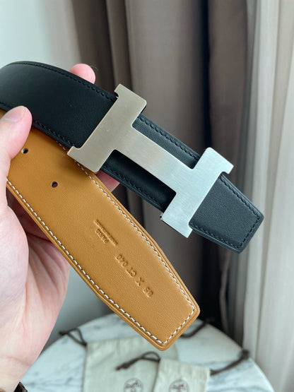 H CONTANCE BELT 38MM BLACK GOLD LEATHER