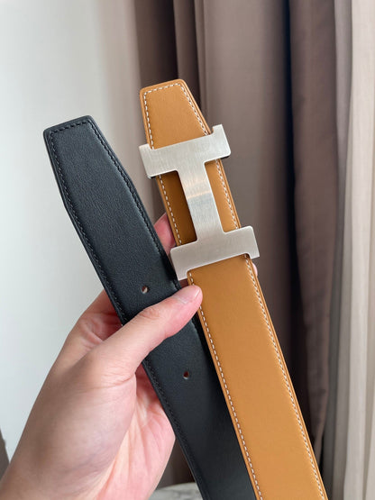 H CONTANCE BELT 38MM BLACK GOLD LEATHER