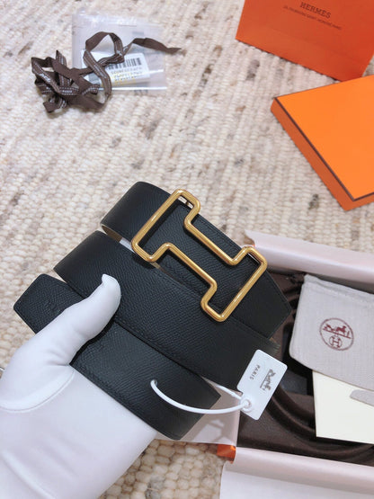 H TONIGHT BELT 38MM BLACK GREEN GREY LEATHER
