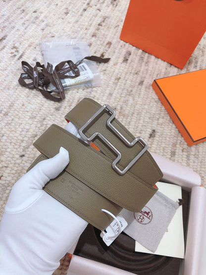 H TONIGHT BELT 38MM ORANGE GREEN GREY LEATHER