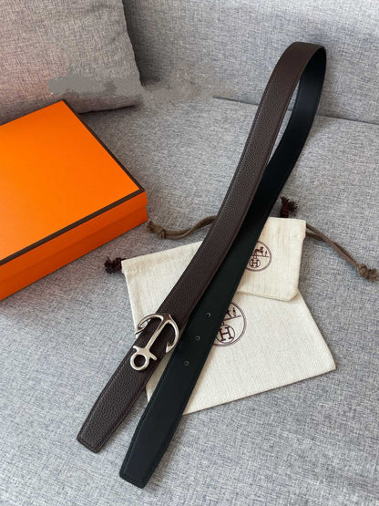 H CARGO BELT 32MM CHOCOLATE BLACK LEATHER
