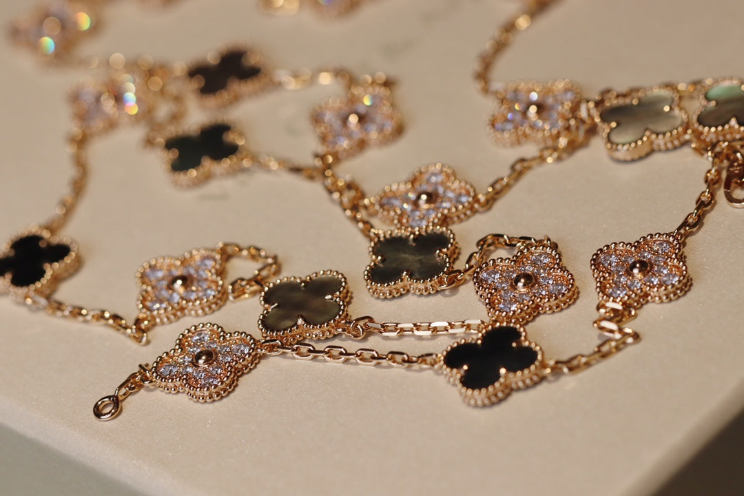 CLOVER 20 MOTIFS DARK MOP DIAMOND PINK GOLD