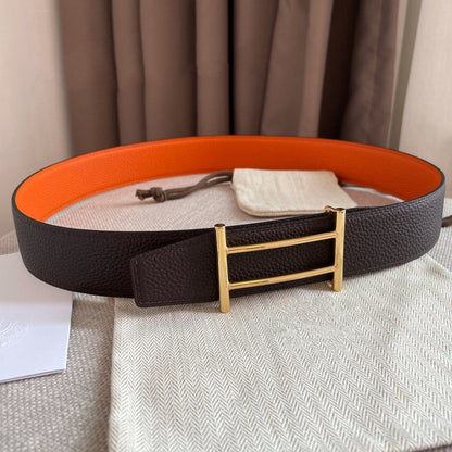 H FACE RIVERSIBLE  SKIN TWO SIDES ORANGE BROWN 3.8CM