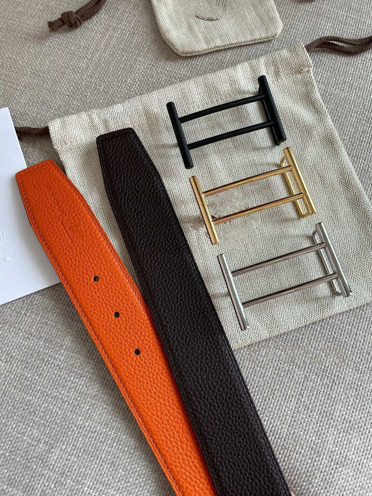 H FACE RIVERSIBLE  SKIN TWO SIDES ORANGE BROWN 3.8CM