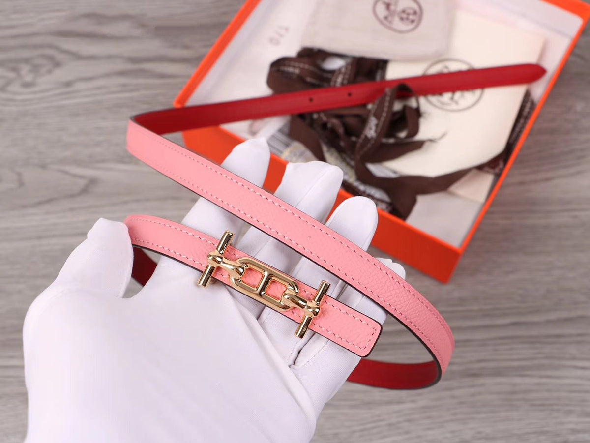 H BELT GOLD BUCKLE IMPORTED FROM ITALY LEATHER 13MM