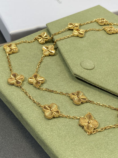 CLOVER 20 MOTIF GOLD 86CM NECKLACE