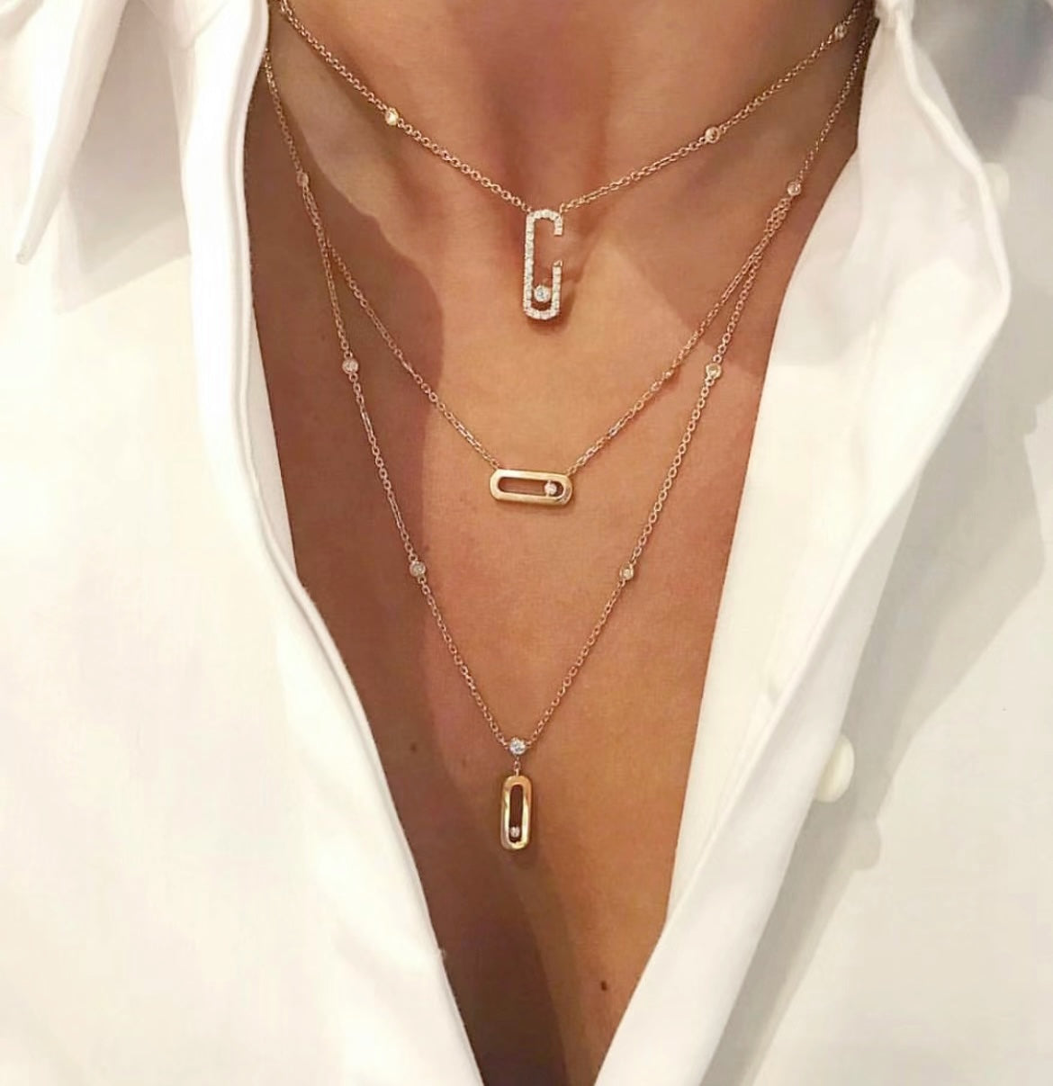 MOVE UNO 2 ROW DIAMOND NECKLACE