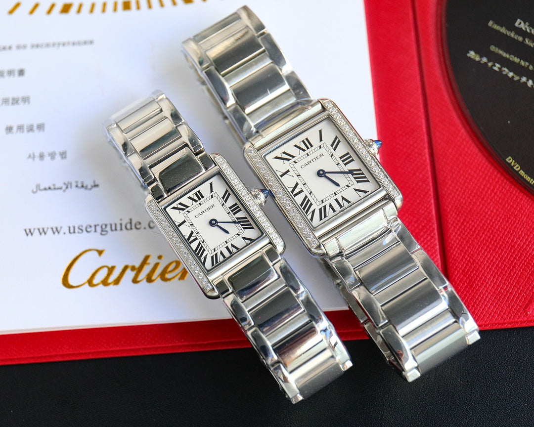 TANK MUST SMALL STEEL DIAMOND BEZEL WHITE DIAL
