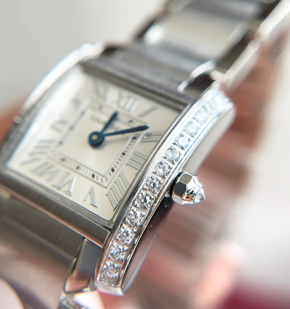 TANK FRANCAISE 20 STEEL DIAMOND BEZEL WHITE DIAL