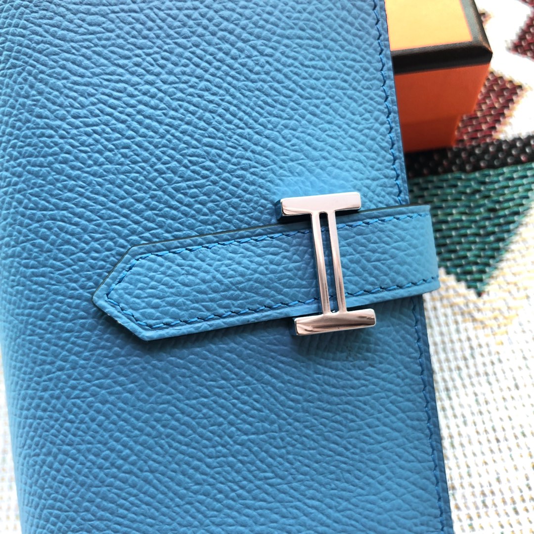 BEARN COMPACT WALLET 12 IN OCEAN BLUE EPSOM LEATHER