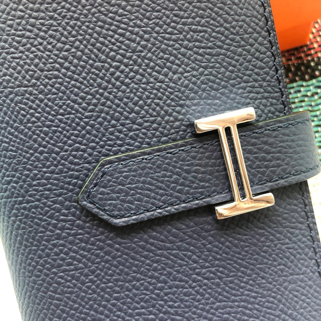 BEARN COMPACT WALLET 12 IN PRUSSIAN BLUE EPSOM LEATHER