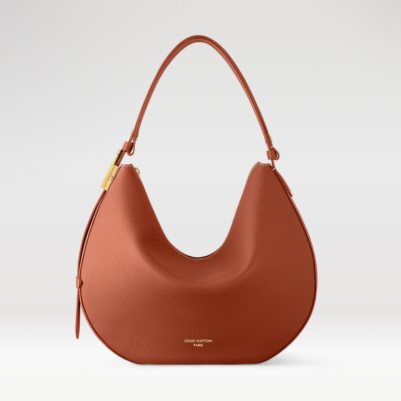 LOW KEY COOKIE MM 32 IN COGNAC BROWN CALFSKIN GOLD HARDWARE