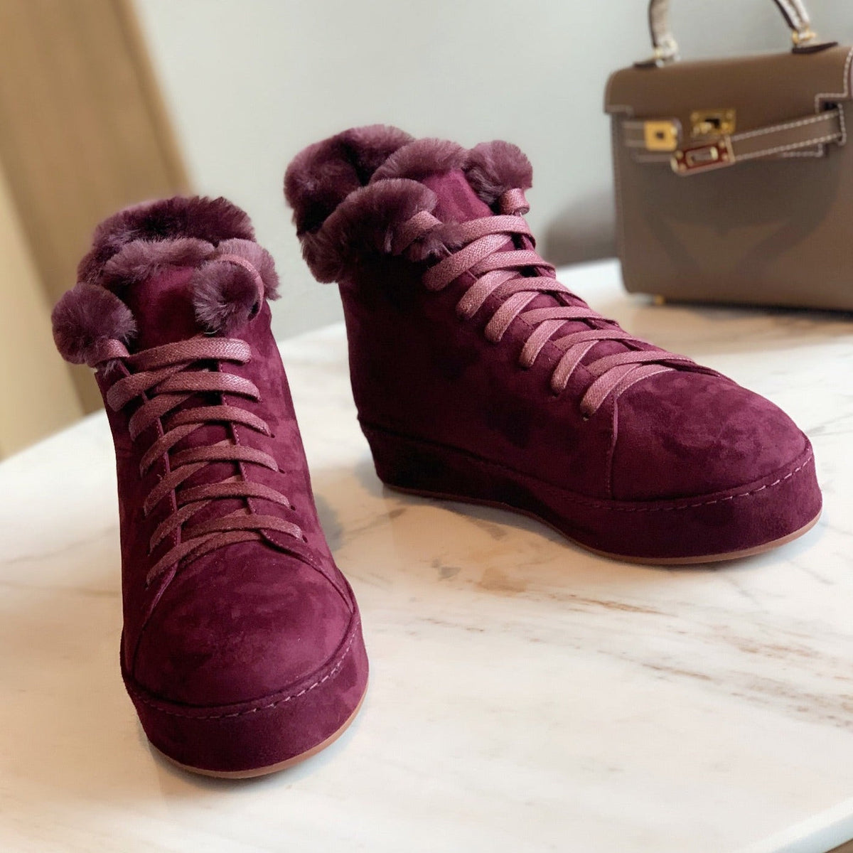 LP WINTER NUAGES HIGH SNEAKERS MULBERRY LAMBSKIN