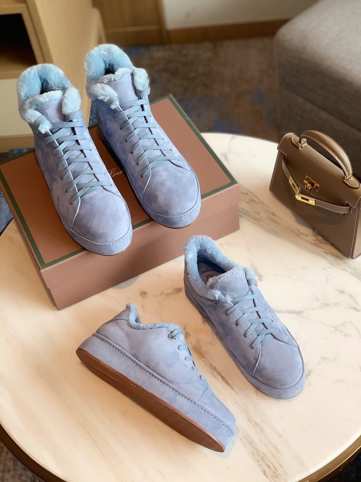 LP WINTER NUAGES HIGH SNEAKERS SAPPHIRE LAMBSKIN