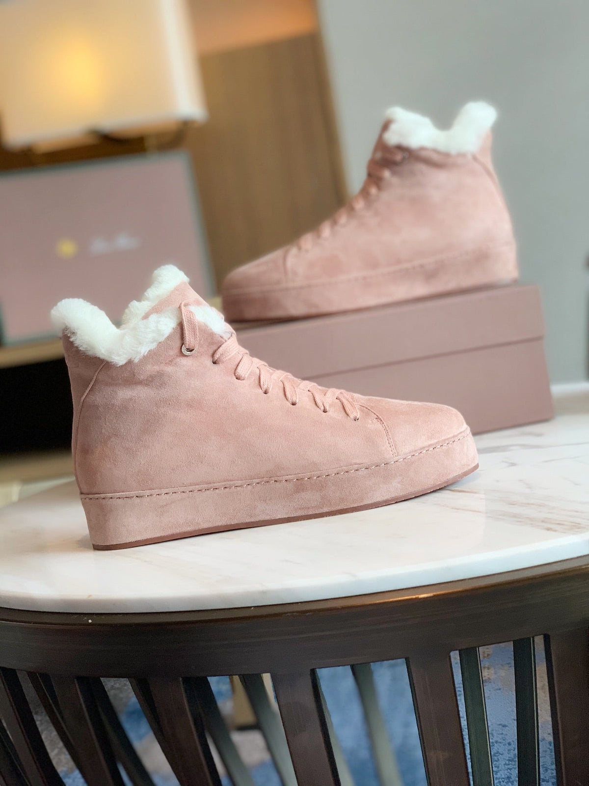 LP WINTER NUAGES HIGH SNEAKERS LIGHT PINK LAMBSKIN