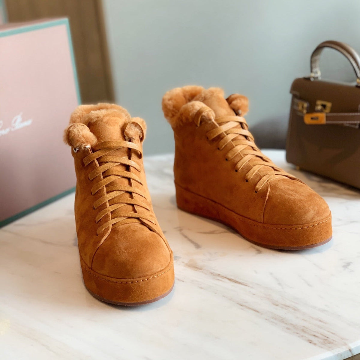 LP WINTER NUAGES HIGH SNEAKERS CARAMEL LAMBSKIN