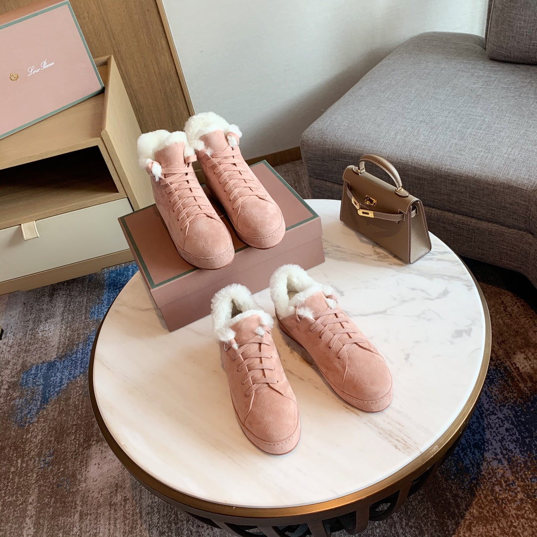 LP WINTER NUAGES HIGH SNEAKERS LIGHT PINK LAMBSKIN