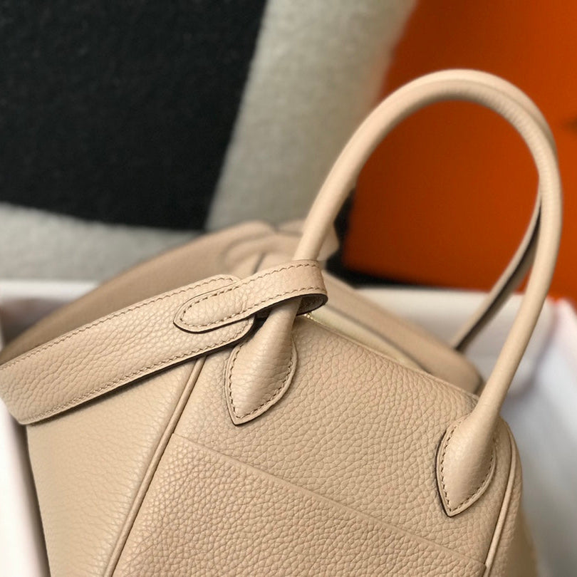 HM LINDY 30 BAG IN TAN BROWN CALFSKIN GOLD HARDWARE