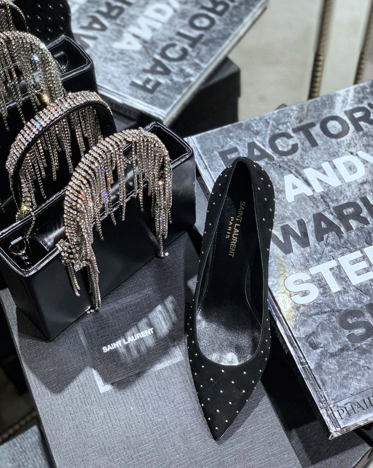 SL CHARLOTTE BEADED PUMPS BLACK SUEDE