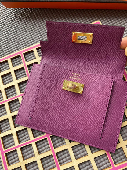 HM Kelly Pocket 13.5 Purple Epsom Ghw