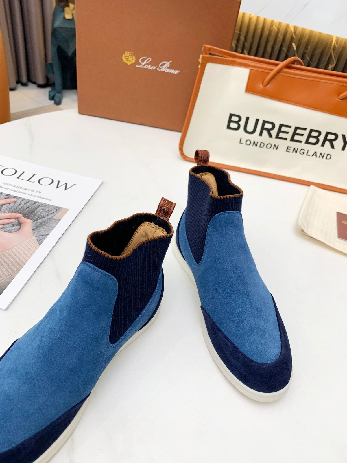 LP CHARMS ANKLE BOOTS LAPIS CASHMERE FABRIC