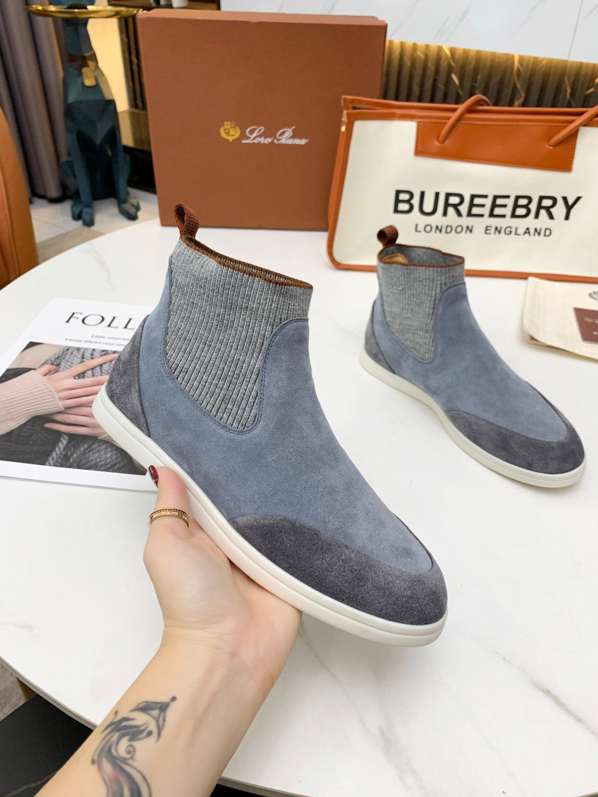 LP CHARMS ANKLE BOOTS GRAY CASHMERE FABRIC