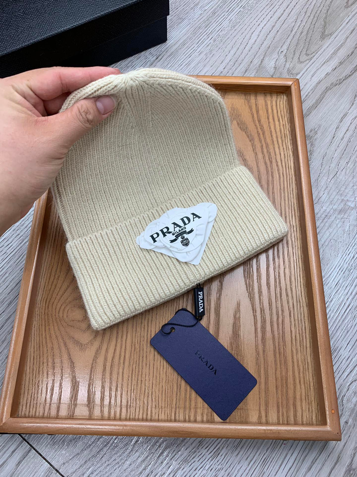 BEANIE HAT IN BISQUE BEIGE WOOL 431355