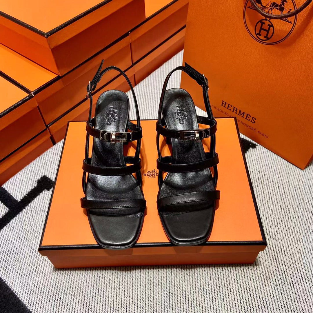 MID - SANDAL BLACK CALFSKIN