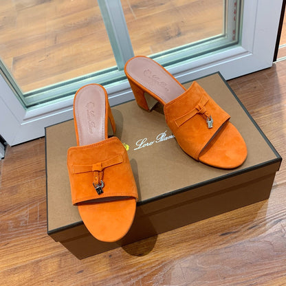 Summer Charms Mules 80 Orange Suede Pink Lambskin