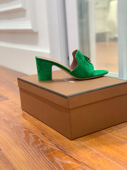 Summer Charms Mules 80 Green Suede Pink Lambskin