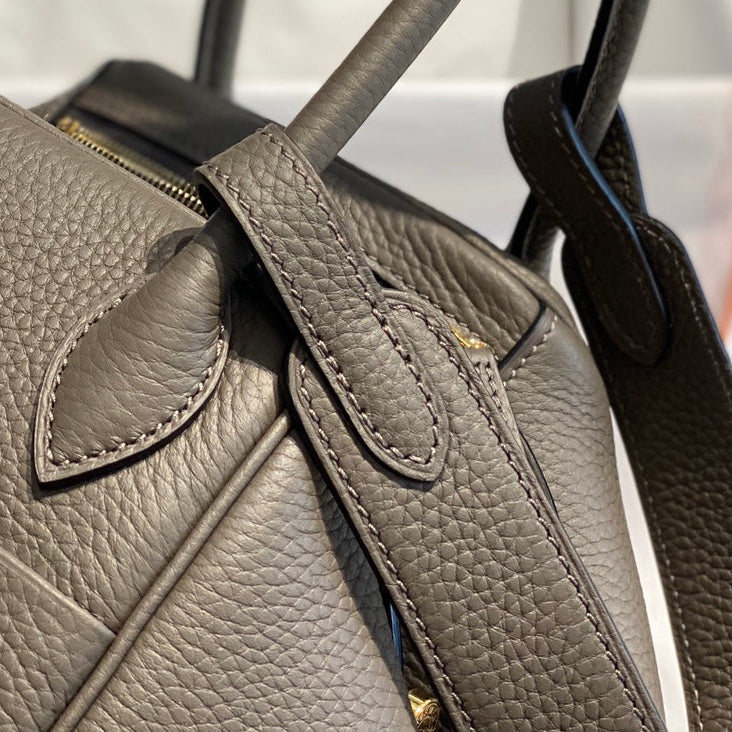 HM LINDY 30 BAG IN SEPIA BROWN CALFSKIN GOLD HARDWARE
