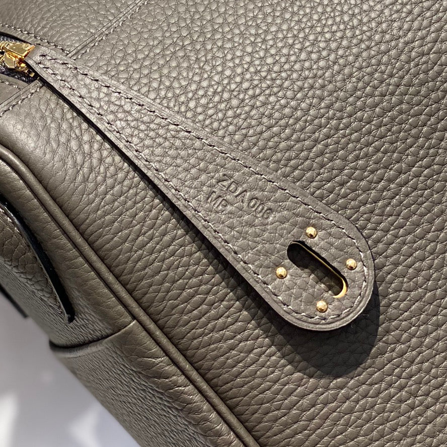 HM LINDY 30 BAG IN SEPIA BROWN CALFSKIN GOLD HARDWARE