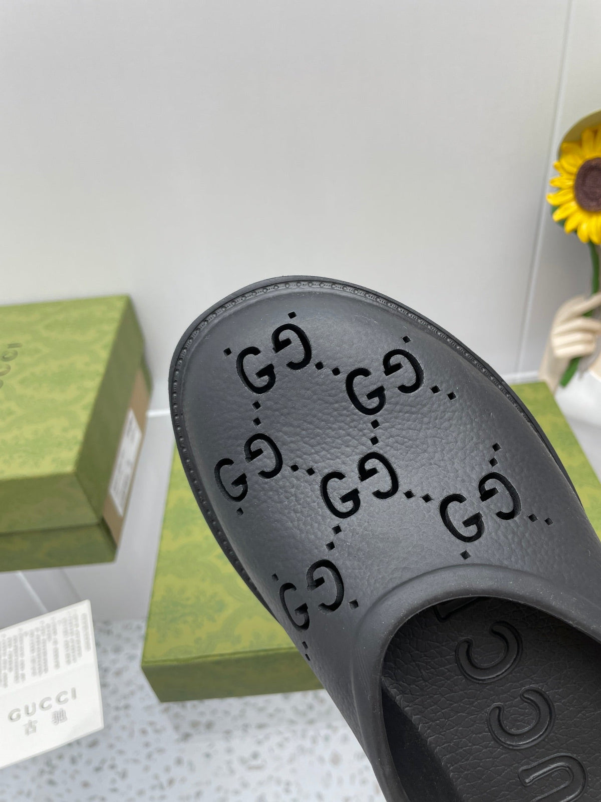 GG PLATFORM PERFORATED G SANDAL BLACK IP FOAM