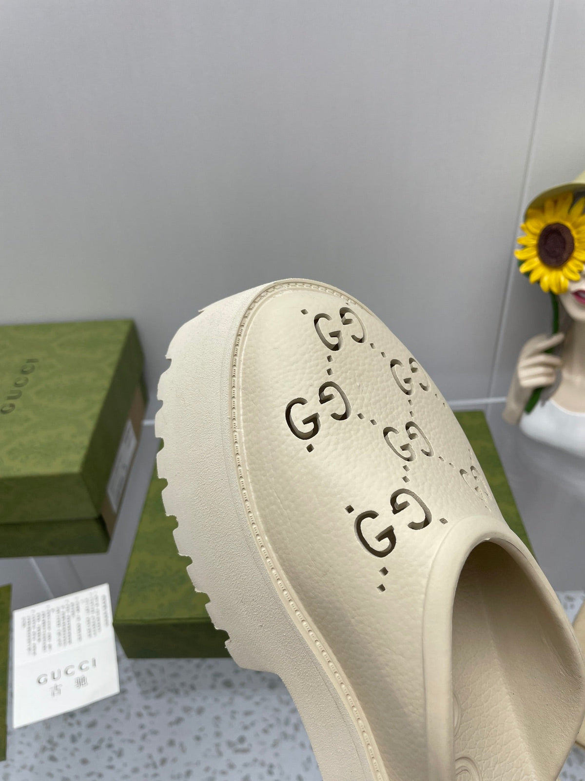 GG PLATFORM PERFORATED G 55 SANDAL CREAM IP FOAM