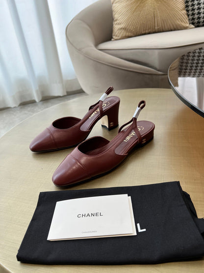 SLINGBACKS WINE RED CALFSKIN