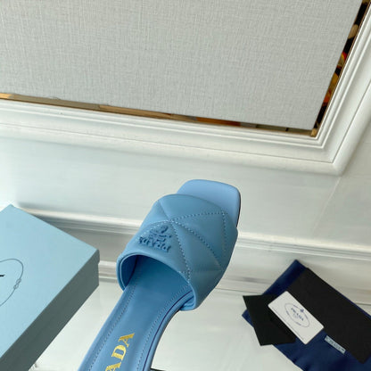 PRA QUILTED NAPPA HEELED SANDALS SKY LAMBSKIN