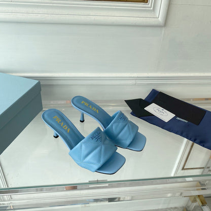 PRA QUILTED HIGH HEELS SANDALS 65 SKY LAMBSKIN