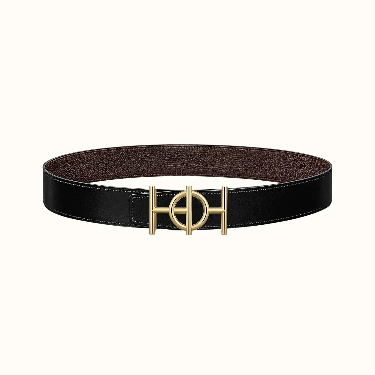 ULYSSE BELT BUCKLE & REVERSIBLE CHOCOLATE BROWN LEATHER STRAP 38MM GOLD HARDWARE
