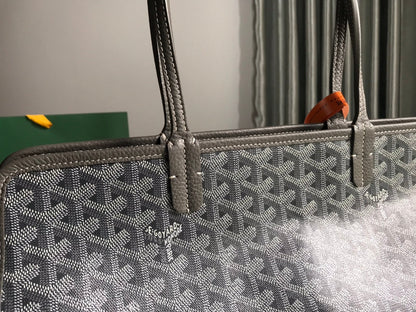 HARDY PM BAG 40 IN GRAY GOYARDINE CANVAS AND TAURILLON LEATHER TRIM