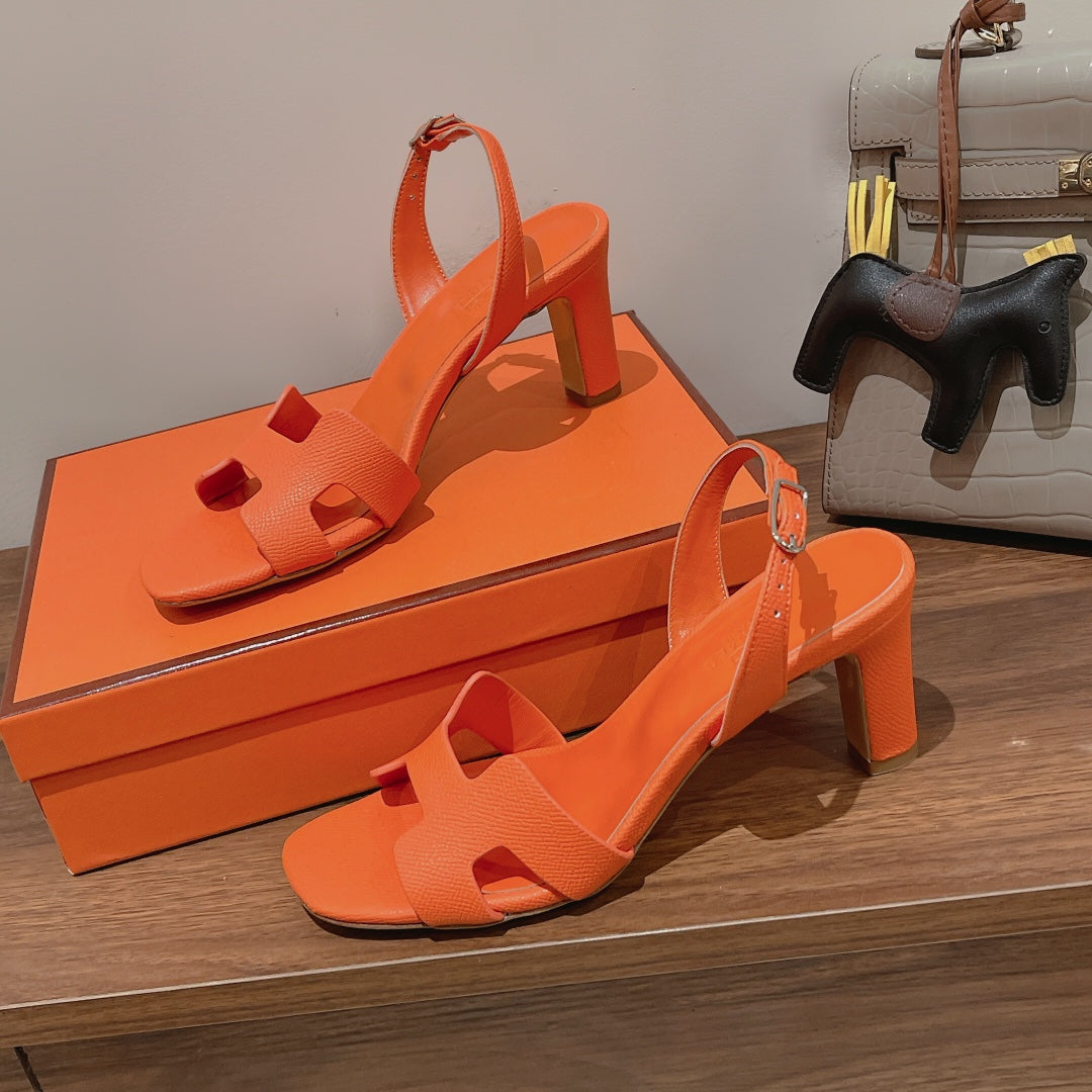 HOLY 75 SANDAL IN VIVID ORANGE GRAINED CALFSKIN