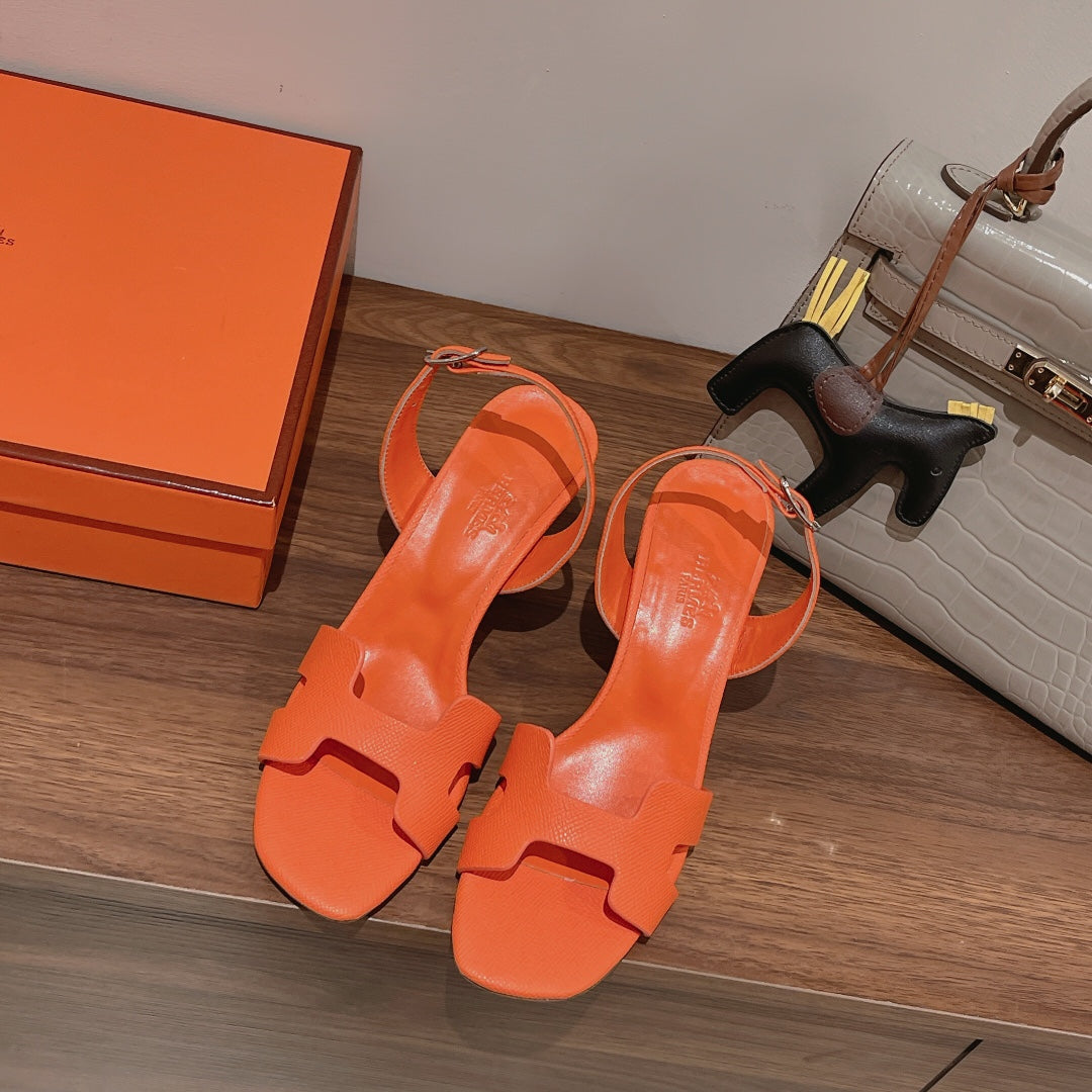 HOLY 75 SANDAL IN VIVID ORANGE GRAINED CALFSKIN