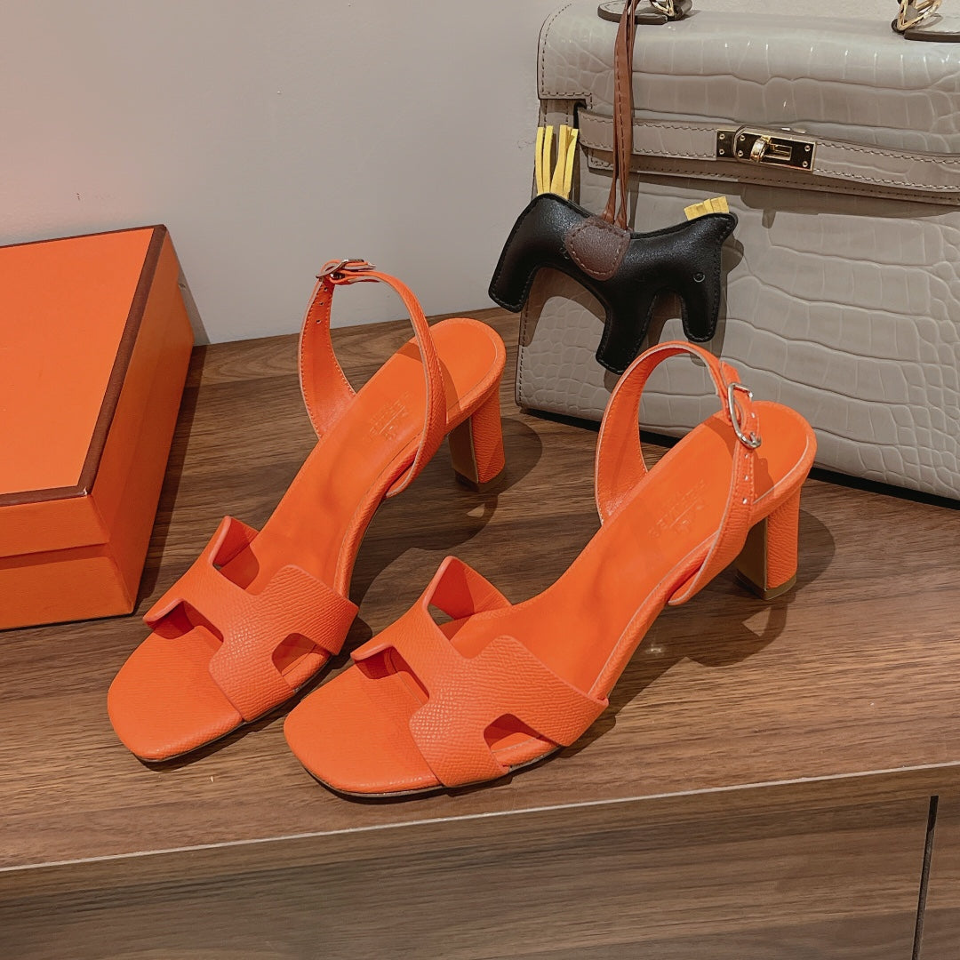 HOLY 75 SANDAL IN VIVID ORANGE GRAINED CALFSKIN